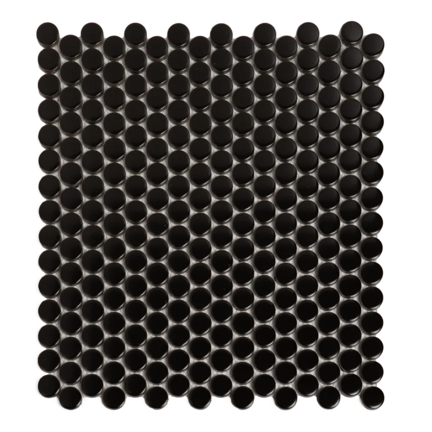 PENNY ROUND 12X12 MOS - MATTE BLACK, 12"x12"