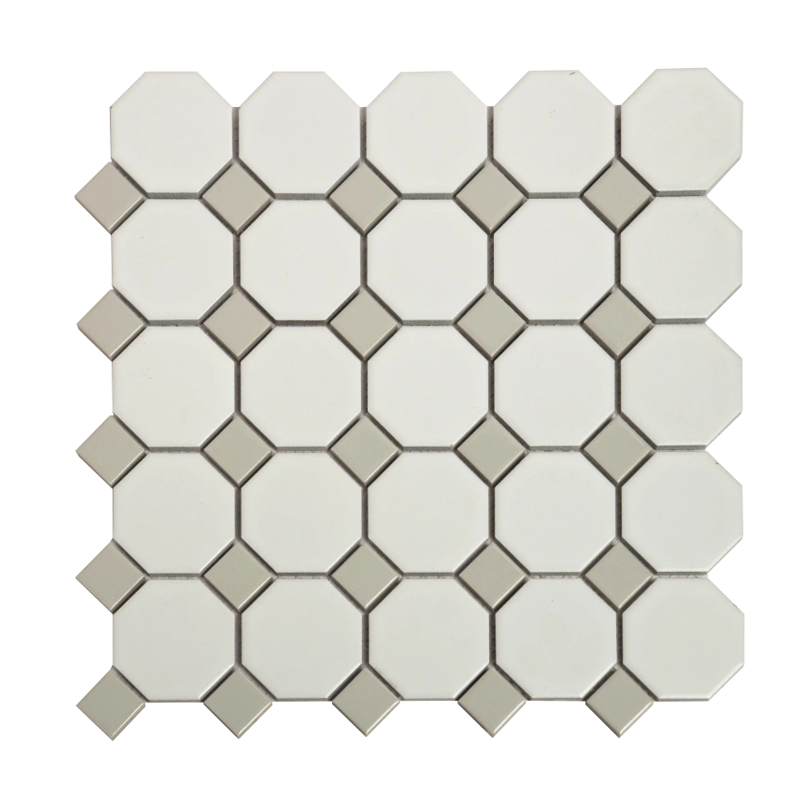 WHITE W/ DOT - OCT MOSAIC - WHITE W/ GRAY DOT, 12"x12"