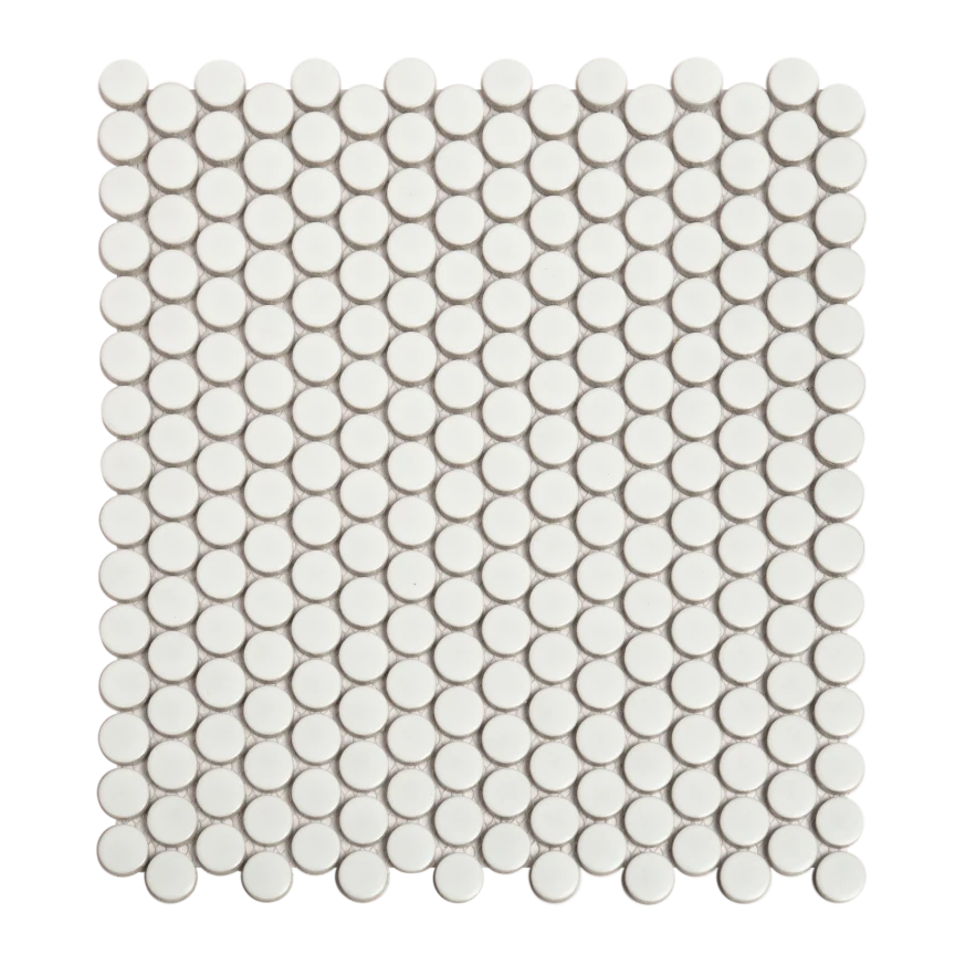 PENNY ROUND 12X12 MOS - MATTE WHITE, 12"x12"